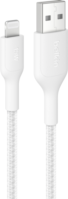 벨킨 부스트차지 A타입-라이트닝 8핀 브레이디드 케이블, 화이트, 1개, 2m