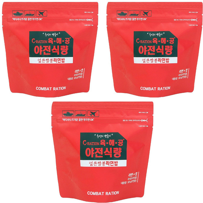 육해공야전식량 얼큰짬뽕라면밥, 105g, 3개