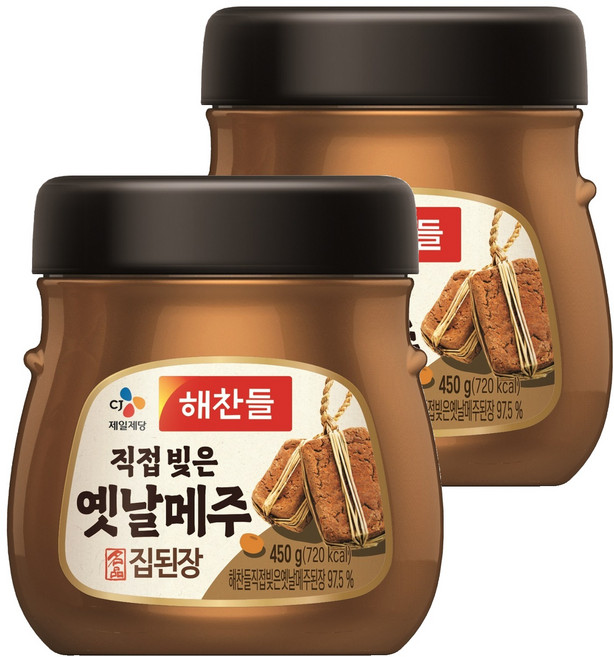 해찬들 100% 옛날 메주 집된장, 450g, 2개
