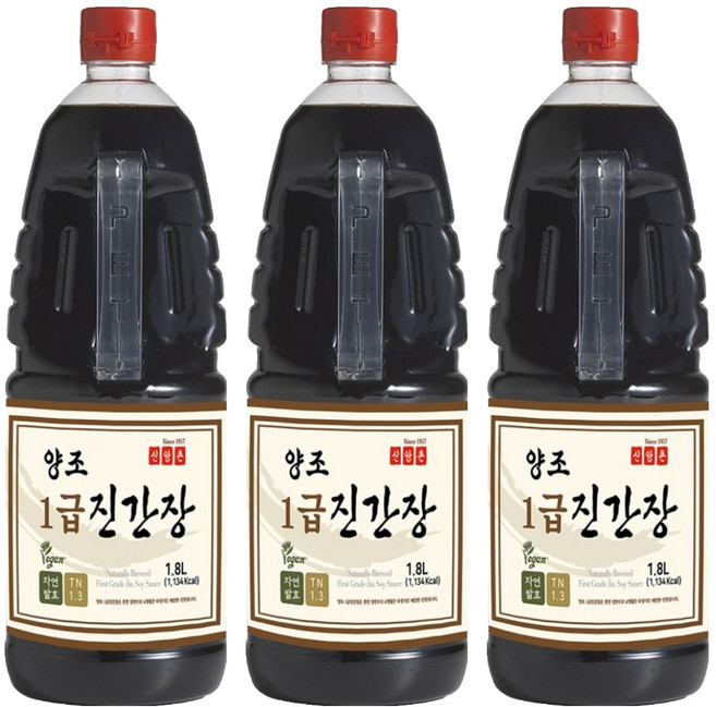 신앙촌 양조 1급 진간장, 1.8L, 3개