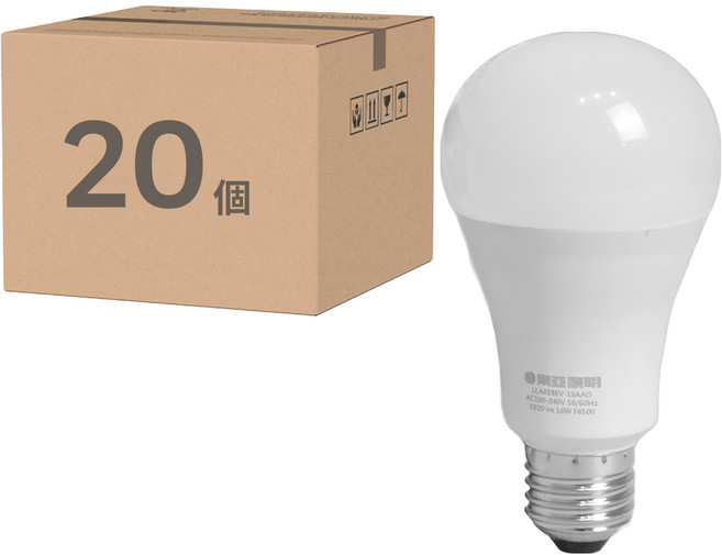 TOA 東亞照明 LED球泡燈 13W 全電壓 E27 3000K 黃光 LLA018EV-13AAL 20入組, 20個