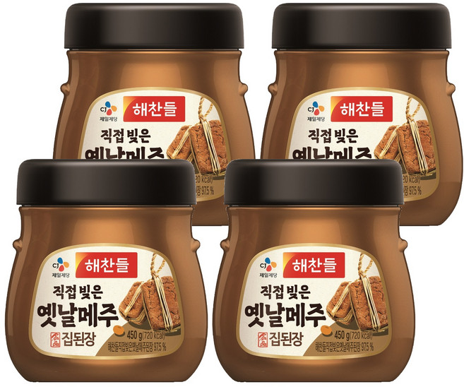 해찬들 100% 옛날 메주 집된장, 450g, 4개
