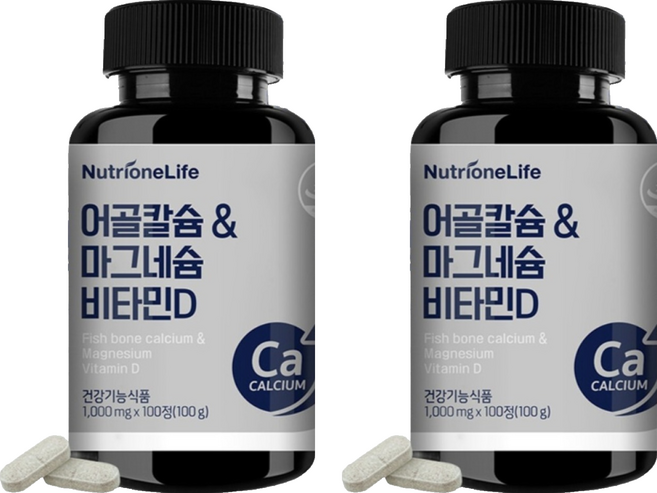 뉴트리원 어골칼슘 앤 마그네슘 비타민D, 100정, 2개