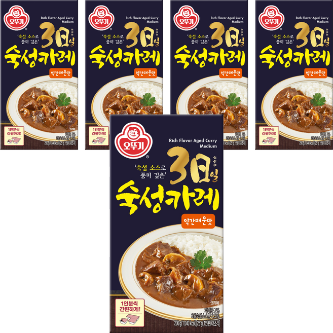 오뚜기 3일 숙성 카레 약간매운맛 고형, 200g, 5개
