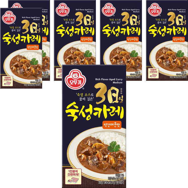 오뚜기 3일 숙성 카레 약간매운맛 고형, 200g, 6개