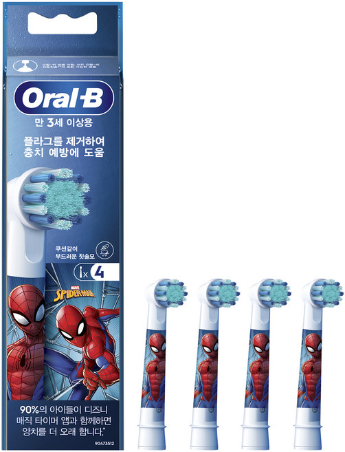 Oral-B 歐樂B 兒童電動牙刷替換刷頭 4入, 1組, EB10S-4(蜘蛛人)