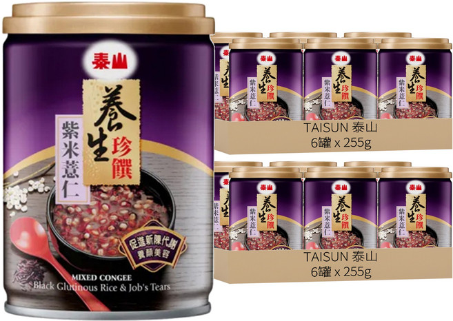 TAISUN 泰山 養生珍饌 紫米薏仁粥, 255g, 12罐