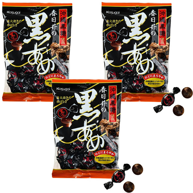 카수가이 구로 아메 흑설탕 사탕, 129g, 3개