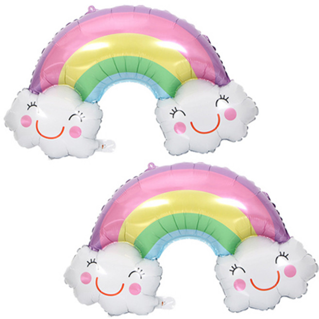 타이탄 잔치 파티 풍선, 빅 사이즈 스마일 레인보우, 2개