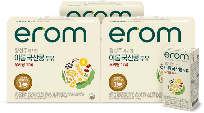 이롬 황성주 박사의 국산콩 두유 우리땅 17곡, 190ml, 60개
