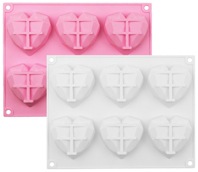 몰드비 각진하트 6구 실리콘몰드 2p, 랜덤 발송