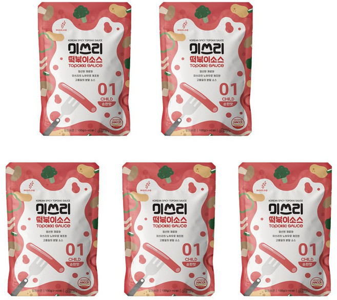 미쓰리 떡볶이 소스 01 순한맛, 100g, 5개