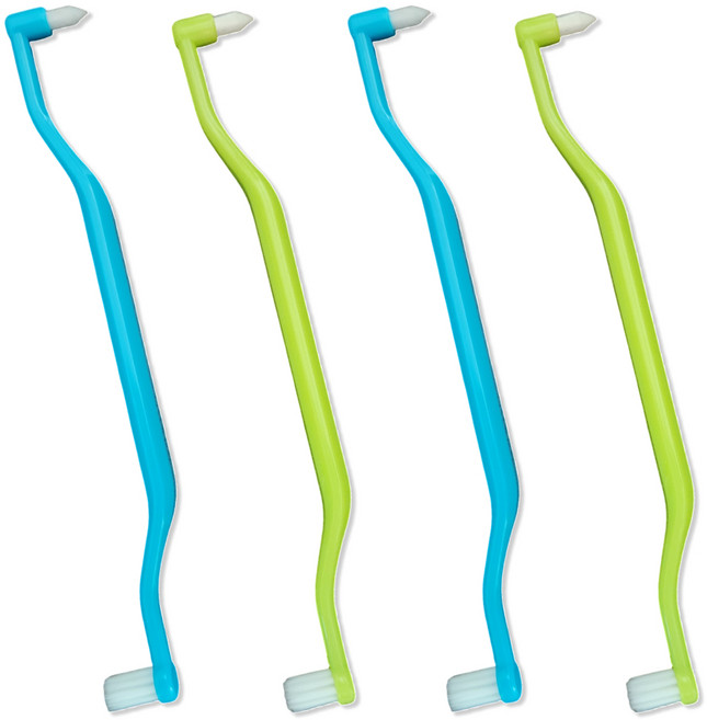 하이원픽 2in1 사랑니 어금니 칫솔 형광노랑 2p + 민트블루 2p 세트, 1세트