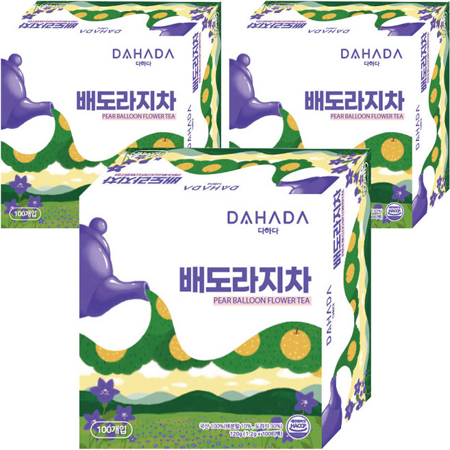 다하다 배도라지차, 1.2g, 100개입, 3개