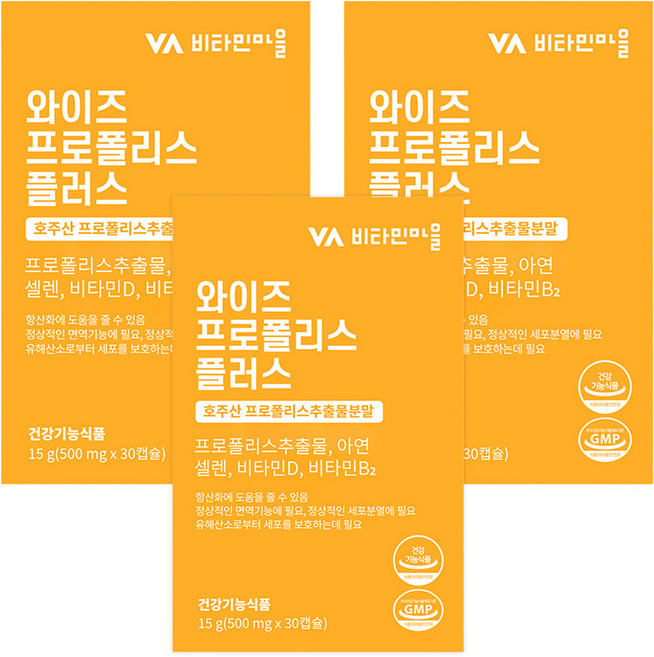 비타민마을 와이즈 프로폴리스 플러스, 30정, 3개