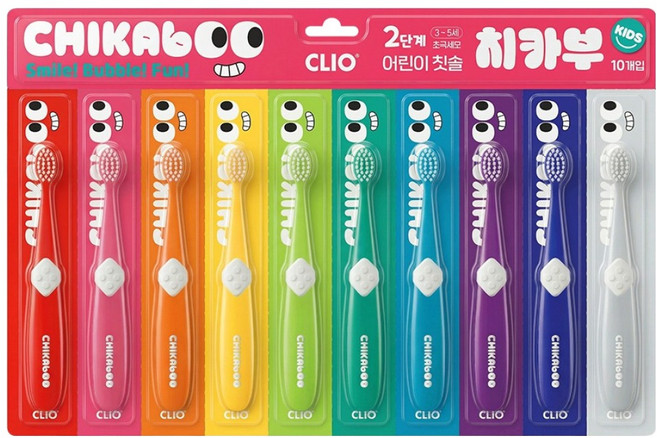 CLIO Pump Pop孩童第2階段超細毛牙刷, 混色, 10支, 1組