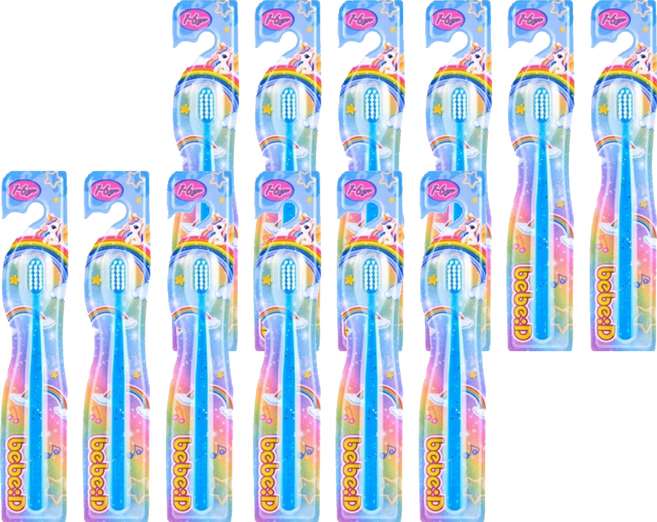 bebeD 초콜릿도 잘 닦이는 칫솔, 반짝이블루, 6개입, 2개