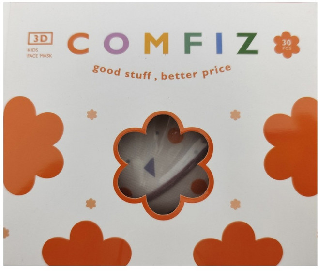 COMFIZ 康菲 兒童3D醫療口罩 3~7歲, 1盒, 探索圖形, 30片