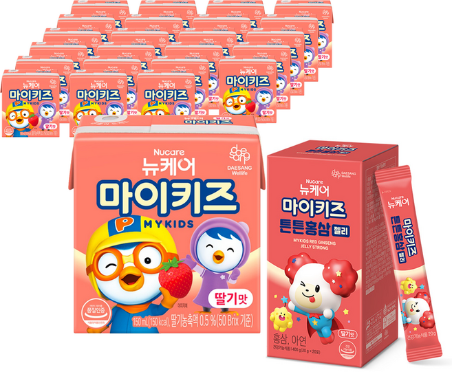 뉴케어 마이키즈 딸기맛 24p + 튼튼홍삼 젤리 20g, 150ml, 1세트