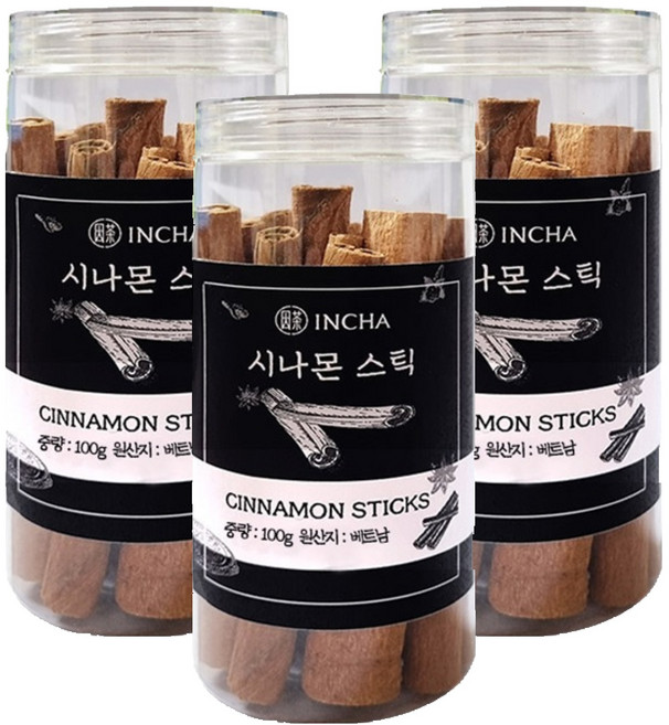 인차 시나몬 스틱, 100g, 3개