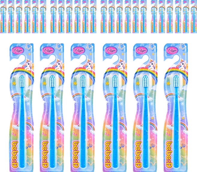 bebeD 초콜릿도 잘 닦이는 칫솔, 반짝이블루, 6개입, 5개