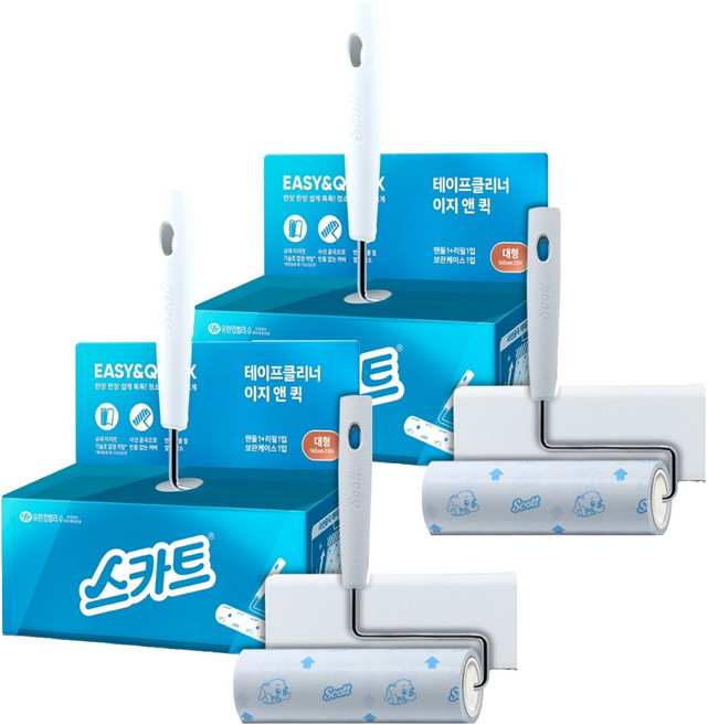 스카트 테이프클리너 이지 앤 퀵 핸들 대형 + 리필 + 케이스, 2세트