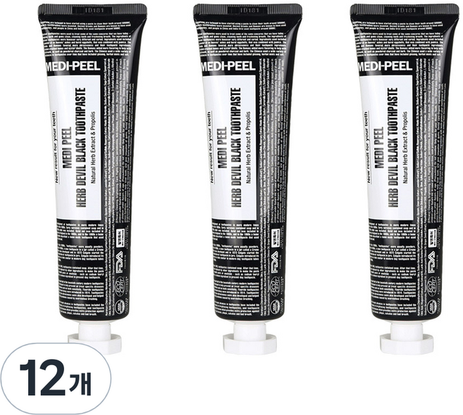 메디필 허브 데빌 블랙 치약, 130g, 12개