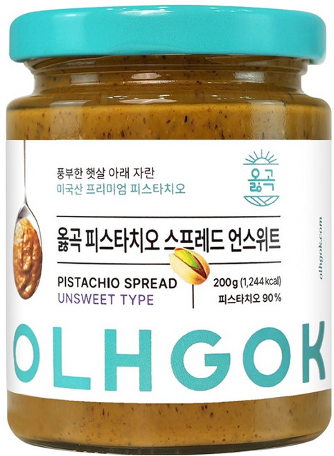 옳곡 피스타치오 스프레드 언스위트, 200g, 1개