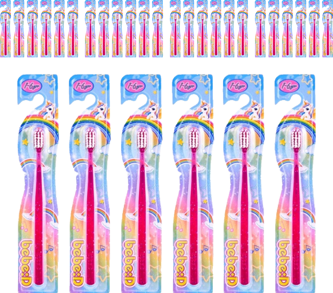 bebeD 초콜릿도 잘 닦이는 칫솔, 반짝이핑크, 6개입, 5개