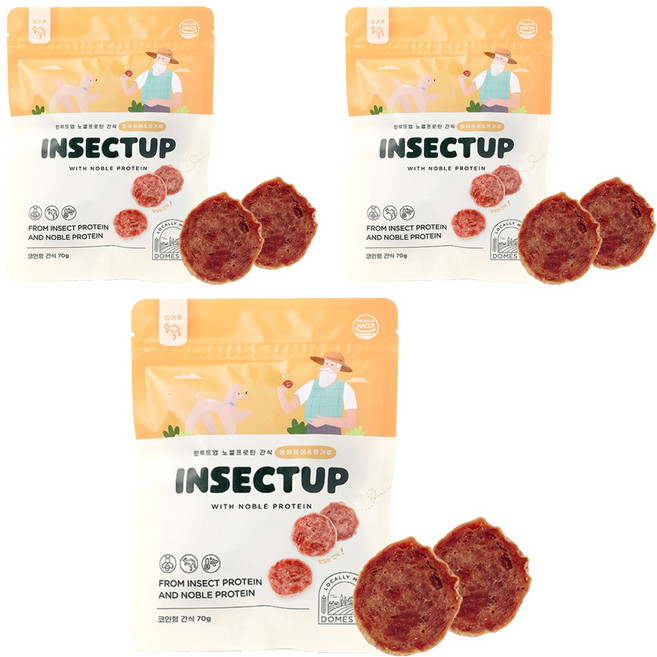 인섹트업 강아지 노블 프로틴 코인 저키, 캥거루맛, 70g, 3개