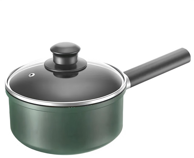 ANTIAN 家用嬰兒輔食不粘奶鍋 帶蓋 單柄湯鍋, 16cm, 綠色, 1個