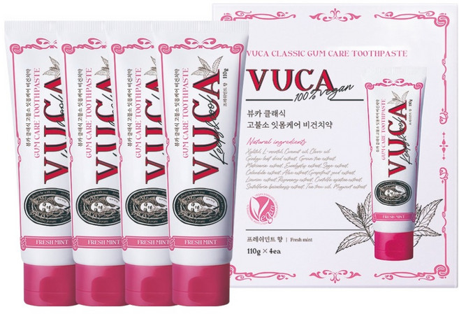 뷰카 클래식 고불소 프레쉬민트향 잇몸케어 치약, 110g, 4개