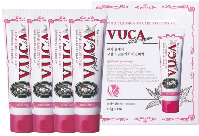 뷰카 클래식 고불소 프레쉬민트향 잇몸케어 치약, 110g, 4개 - 쿠팡