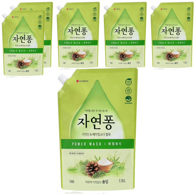 자연퐁 찌든때 걱정없는 솔잎 주방세제 파우치형, 1.15L, 6개