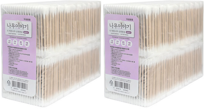 나무이야기 일반형 더 착한나무 순면면봉, 100개입, 40개