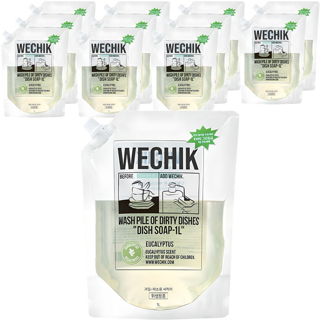 위칙 멀티플 주방세제 리필, 12개, 1L