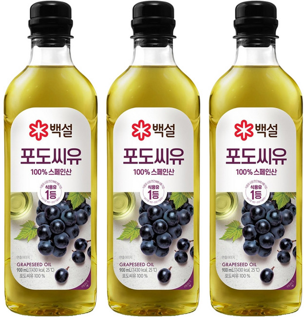 백설 포도씨유, 900ml, 3개