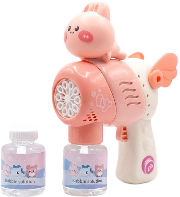 플레이맥스 LED 터보 자동 버블건 + 버블 용액 2p 세트, 핑크(버블건), 1세트