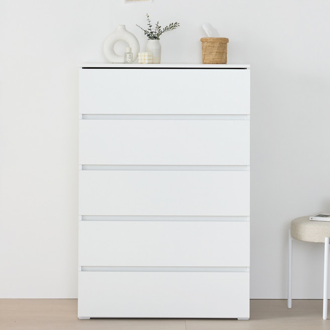 리디아 벨라 서랍장 방문설치, 화이트, 5단