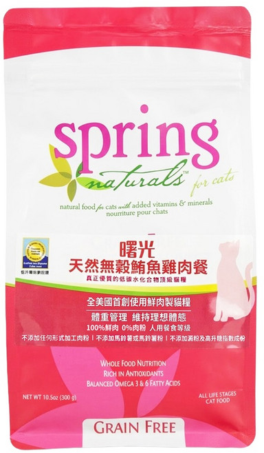 spring 曙光 全齡貓天然餐食飼料, 鮪魚 + 雞肉, 300g, 1袋