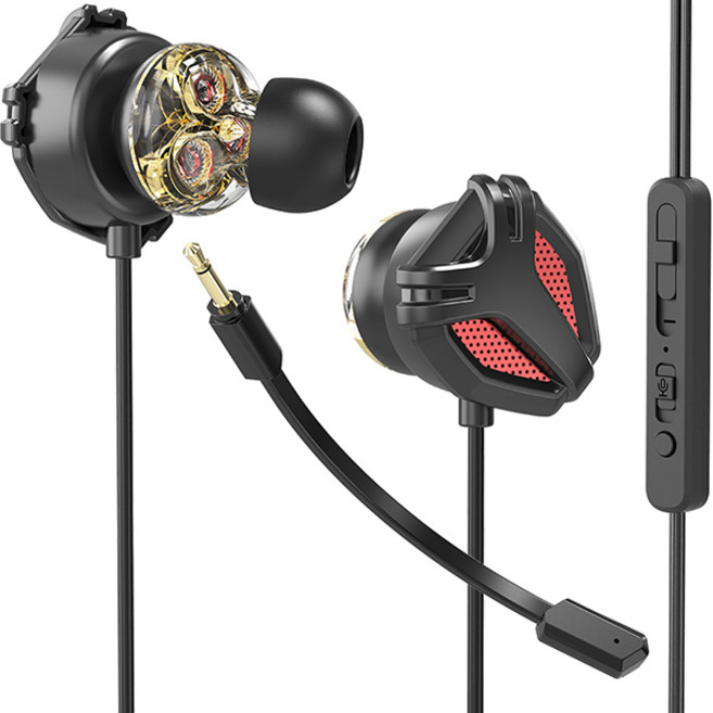 SKY 핏 EPM1 마이크 탈부착 트리플 드라이버 게이밍 이어폰 + Y잭 변환 케이블 SKY-EPM1 레드 방수가능