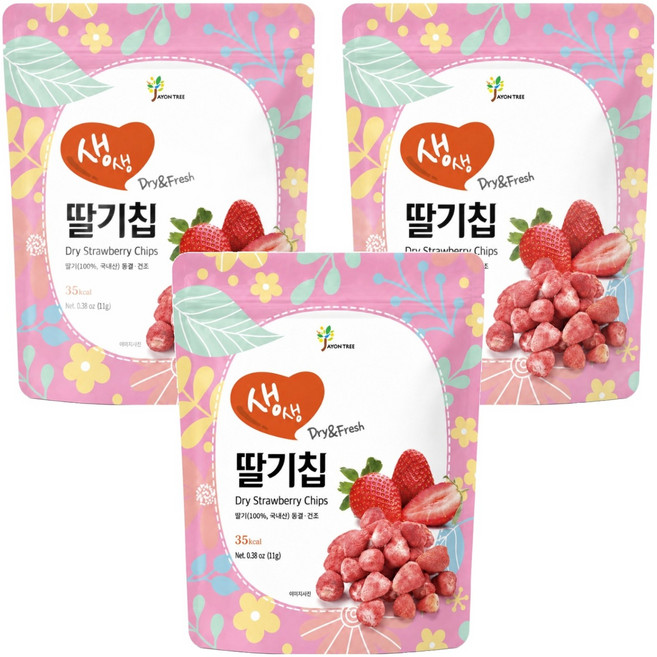 자연트리 동결건조 국산 딸기칩, 11g, 3개