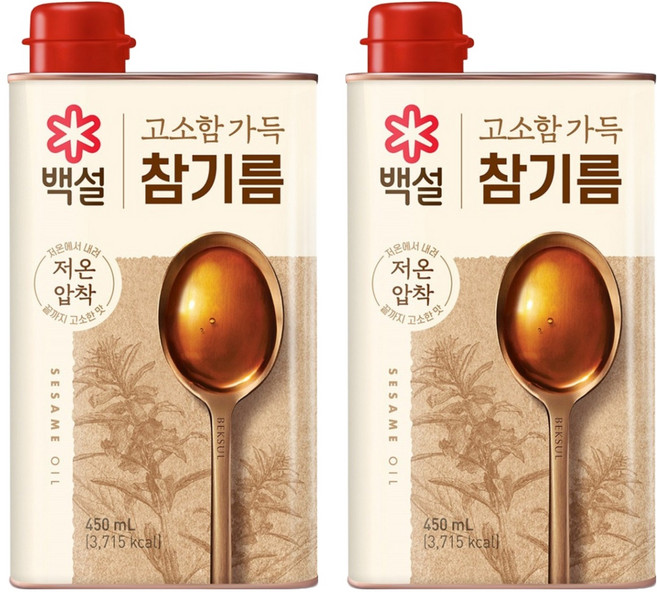 백설 고소함 가득 참기름, 450ml, 2개