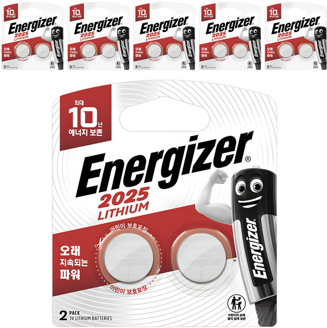에너자이저 리튬 코인 건전지 CR2025, 2개입, 6개