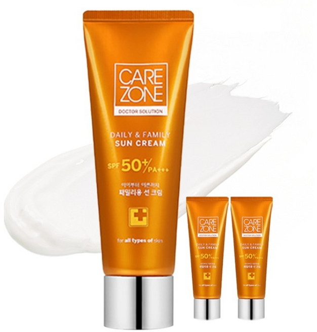케어존 데일리 앤 패밀리 선 케어 크림 SPF50+ PA+++, 80ml, 3개