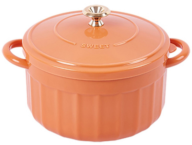 雙耳琺瑯造型隔熱泡麵碗 850ml, 顏色隨機, 1個