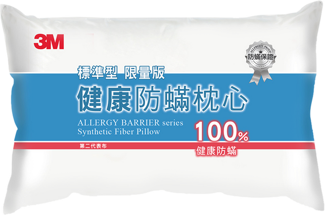 3M 健康防蟎枕心 標準型, 白色, 1個