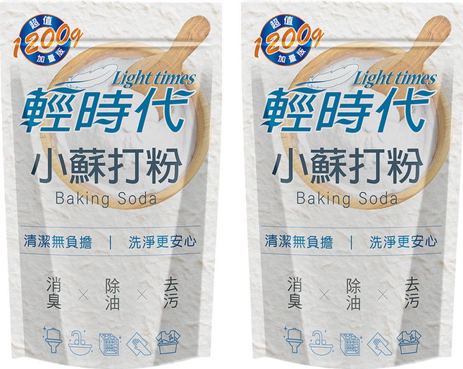 輕時代 小蘇打粉 清潔去污 消除異味, 1.2kg, 2包