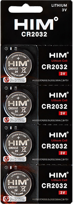 힘 리튬 코인건전지 CR2032, 4개입, 1개