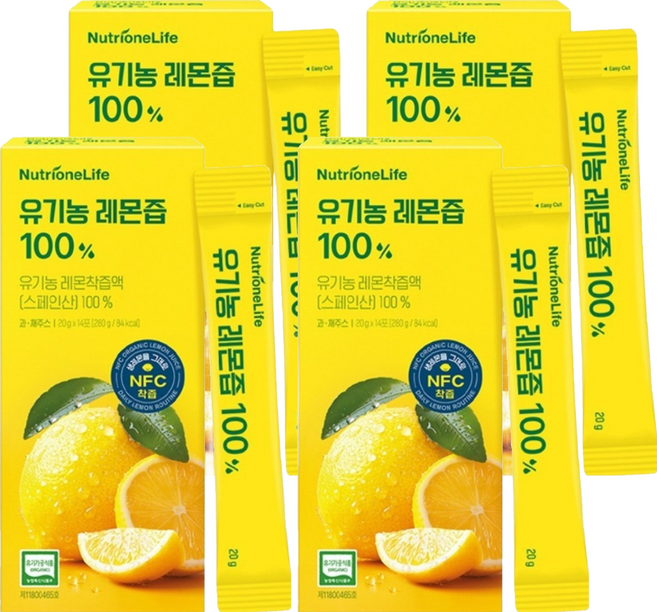 뉴트리원 유기농 레몬즙, 280g, 4개